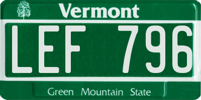 VT license plate LEF796