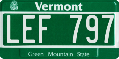 VT license plate LEF797