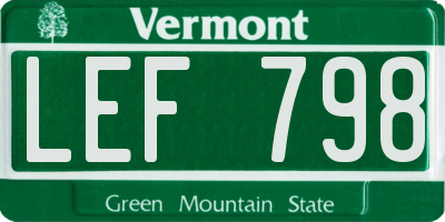VT license plate LEF798