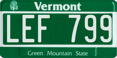 VT license plate LEF799