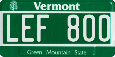 VT license plate LEF800