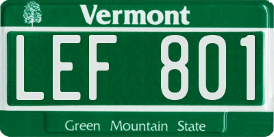 VT license plate LEF801