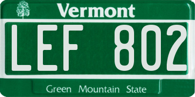 VT license plate LEF802
