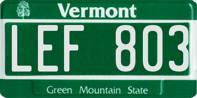 VT license plate LEF803