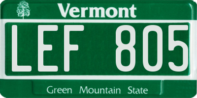 VT license plate LEF805