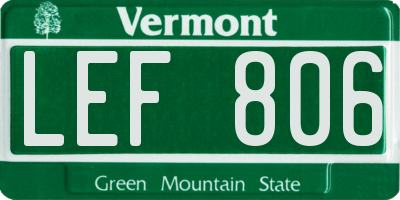 VT license plate LEF806