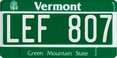 VT license plate LEF807