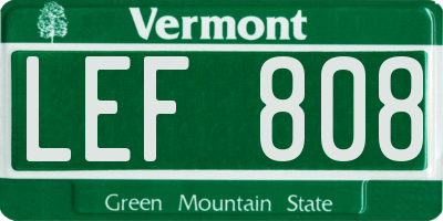 VT license plate LEF808