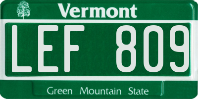 VT license plate LEF809
