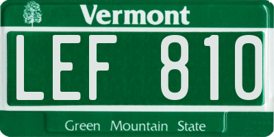 VT license plate LEF810