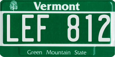 VT license plate LEF812