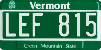VT license plate LEF815