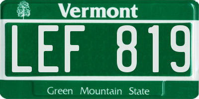 VT license plate LEF819