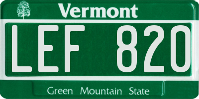 VT license plate LEF820
