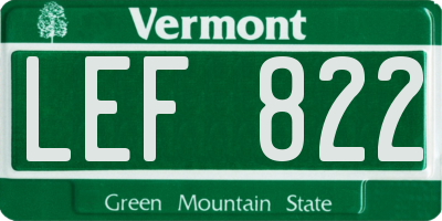 VT license plate LEF822