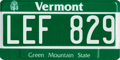 VT license plate LEF829