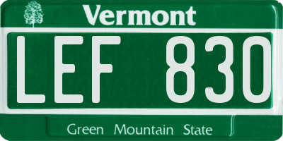 VT license plate LEF830