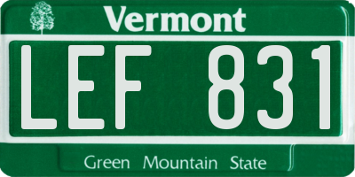 VT license plate LEF831