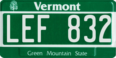 VT license plate LEF832