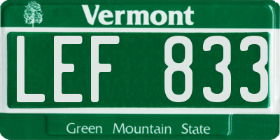 VT license plate LEF833