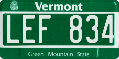 VT license plate LEF834