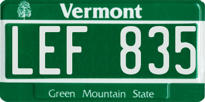 VT license plate LEF835