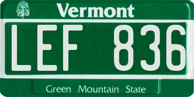 VT license plate LEF836