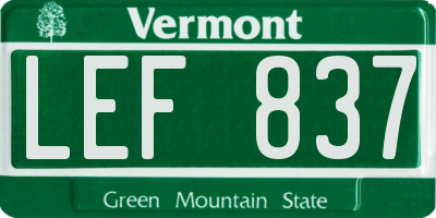 VT license plate LEF837