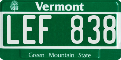 VT license plate LEF838