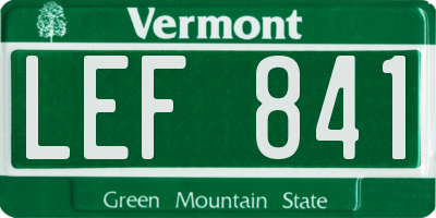 VT license plate LEF841