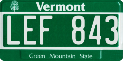 VT license plate LEF843