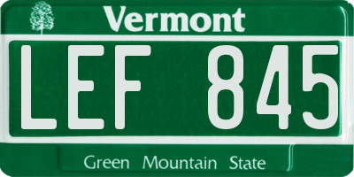 VT license plate LEF845