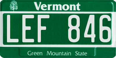 VT license plate LEF846