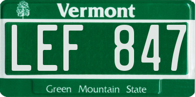 VT license plate LEF847