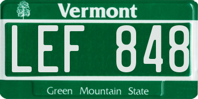 VT license plate LEF848