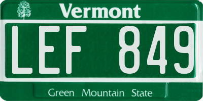 VT license plate LEF849