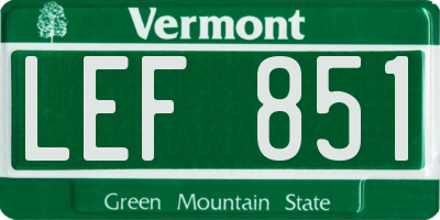 VT license plate LEF851