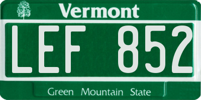 VT license plate LEF852