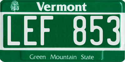 VT license plate LEF853