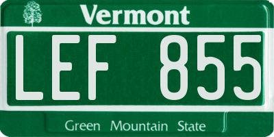 VT license plate LEF855
