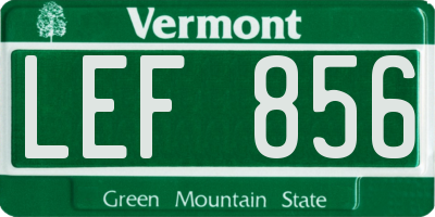 VT license plate LEF856