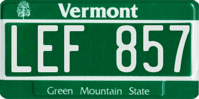 VT license plate LEF857