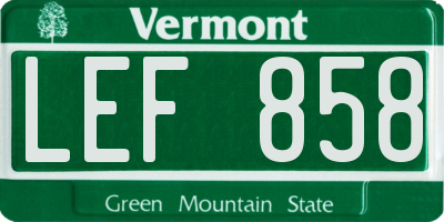 VT license plate LEF858
