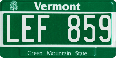 VT license plate LEF859
