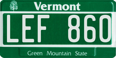 VT license plate LEF860