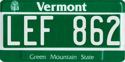 VT license plate LEF862