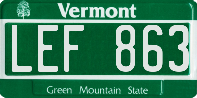 VT license plate LEF863