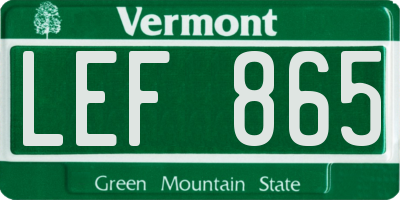 VT license plate LEF865