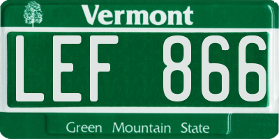 VT license plate LEF866