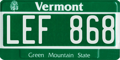 VT license plate LEF868